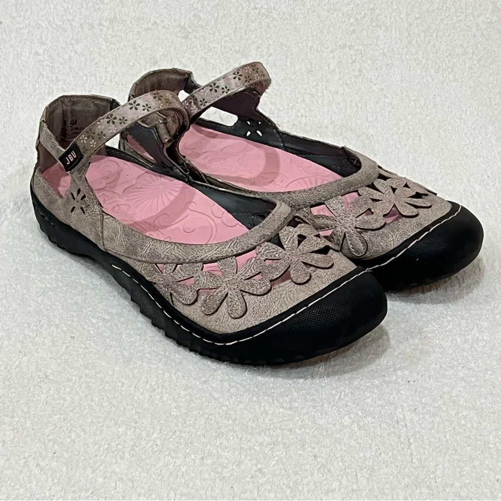 JBU by Jambu Grey Taupe Wildflower Mary Jane Casual Shoes Size 8.5 - Picture 5 of 14